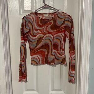 Altar'd State Multicolor Swirl Long Sleeve Top